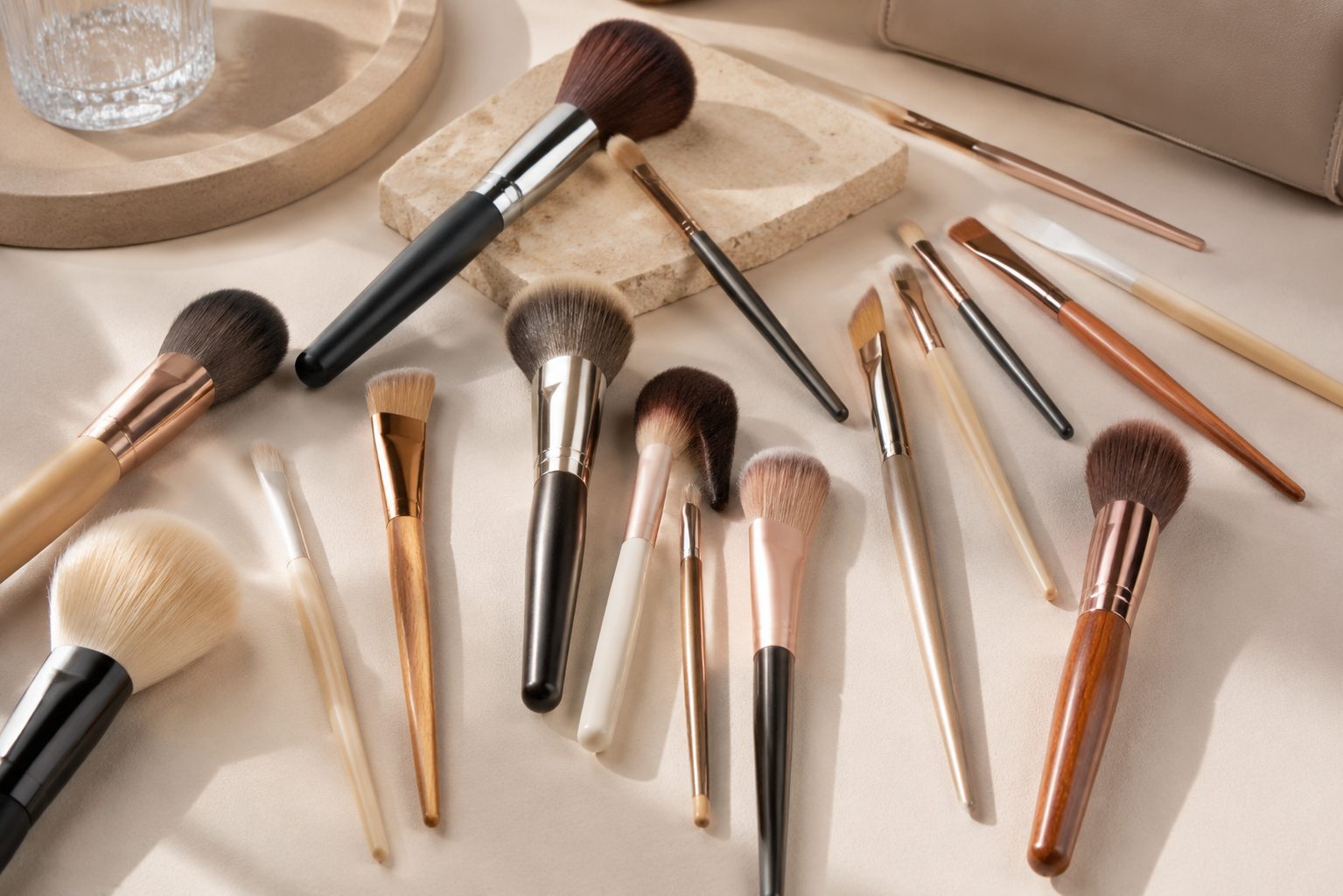 a choice of Synthetic or Natural Bristles mixed with Handle materials such as Wood, Plastic, Bamboo, Fiber