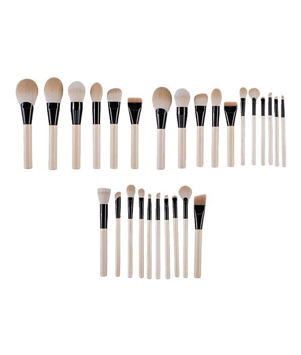 High-density synthetic makeup brush set for full-face and eye application