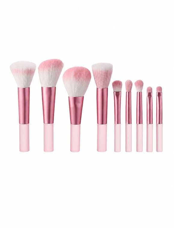 synthetic-foundation-and-face-brush-assortment-with-pink-metallic-ferrules synthetic-foundation-and-face-brush-assortment-with-pink-metallic-ferrules